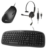 Kit KlipX headset USB+mouse vertical+teclado alambrico