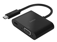 Belkin USB-C to VGA + Charge Adapter - Adaptador de vídeo - USB-C macho a HD-15 (VGA), USB-C (solo alimentación) hembra
