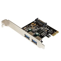 StarTech.com Adaptador Tarjeta Controladora PCI Express PCI-E 2 Puertos USB 3.0 Externos con Alimentación SATA - 2x USB A - Hub Interno