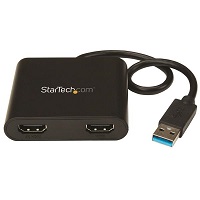 StarTech.com Adaptador Gráfico Externo USB 3.0 a 2 Puertos HDMI 4K - Adaptador de Vídeo Externo 4K para 2 Monitores - Cable adaptador